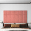 Vidaxl Nástenné panely 12 ks ružové 30 x 30 cm zamat 1,08 m²