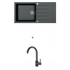 Alveus CADIT 50 SET kuchynský granit. drez so sifón. 100X50 + batéria ROXA Black CADIT50G91+ROXA91