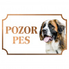 Moskovský strážny pes - Kovová tabuľka POZOR PES