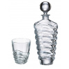 Sklenená fľaša na whisky a sada pohárov, Crystalite Bohemia, WAVE (6+1)