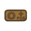 Klettabzeichen, braun/khaki, Blutgruppe ”O POS”, 3D (neurčen)