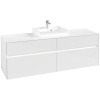 VILLEROY & BOCH Collaro závesná skrinka pod umývadlo na dosku (umývadlo v strede), 4 zásuvky, s LED osvetlením, 1600 x 500 x 548 mm, Glossy White, C077B0DH