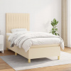 vidaXL Posteľný rám boxspring s matracom krémový 90x190 cm látka - Krémová - 166910-101274