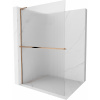 Mexen Kioto+ L, sprchová zástena Walk-In s poličkou a vešiakom 120 x 200 cm, 8mm sklo s rebrovým vzorom, ružové zlato profil, 800-120-123-60-09