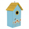 Clayre & Eef Modro-žltá drevená vtáčia búdka so slnečnicami Birdhouse - 15*10*22 cm - Clayre & Eef