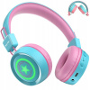 Bezdrôtové slúchadlá na uši New Bee KH22B LED Turkusowo różowe Składane