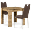 Autronic B080WOTDCL393BR - Jedálenský set 1+2, stôl 80x80 cm, MDF dub wotan, stolička hnedá látka, cappuc. lak