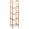 Autronic DR-013-5 Regál, 5 políc, masív bambus, prírodný odtieň, MDF, biely matný lak, nosnosť 15 kg