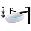 Umývadlo - Oválne umývadlo na dosku + čierny faucet + korok (Umývadlo - Oválne umývadlo na dosku + čierny faucet + korok)