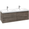 VILLEROY & BOCH Subway 3.0 závesná skrinka pod dvojumývadlo, 2 zásuvky, s LED osvetlením, 1272 x 478 x 429 mm, Stone Oak, C567L0RK