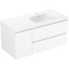 Mexen Rivel, kúpeľňová skrinka 100 cm s pravým umývadlom Vela, 2S, 1D, drážkovaná, biela matná, 91A23-10047-3-BBFFF01-W23P01