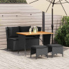 zahrada-XL 4-dielna záhradná jedálenská sada s vankúšmi čierna polyratan 4104132
