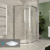 Mereo Kora Lite Sprchový set, Štvrťkruhový kút 90x90x185 cm, chróm ALU/sklo číre + vanička, CK35123ZM
