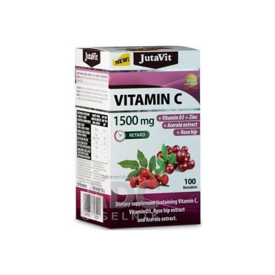 JuvaPharma Kft. JutaVit Vitamín C 1500 mg tbl s postupným uvoľňovaním, s vitamínom D3, zinkom, šípkami a extraktom z aceroly 1x100 ks
