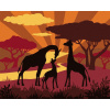 Maľovanie podľa čísel Žirafia rodina pri západe slnka, 40x50 cm, vypnuté plátno na rám (6044711)