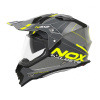 Enduro prilba na motocykel NOX N312 Drone sivo/žltá fluo S