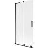 Mexen Velar L, 2-krídlová posuvná vaňová zástena 95 x 150 cm, 8mm sklo námraza, čierna matná, 896-095-003-31-70