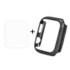 Kryt 2v1 / Fólia na displej ENKAY pre Apple Watch Series 4 / 5 44mm - karbónová textúra