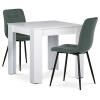 Autronic B080WTCT281GRN - Jedálenský set 1+2, stôl 80x80 cm, biela MDF, stolička zelená látka, čierny lak