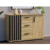 Komoda 120 cm, farba dub craft so zásuvkami a úchytkami