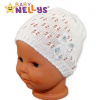 Háčkovaná čepička Mašle Baby Nellys ® - s flitry - bílá - 56, 62 (0-3m)