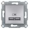 Schneider Electric Slovakia spol. s r.o. Asfora EPH2700261 - zásuvka 2xUSB nabíjací konektor 2,1 A - aluminium