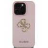 Guess PU Grained 4G Metal Logo Zadný Kryt pre iPhone 16 Pro Ružová