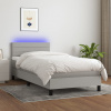 vidaXL Posteľ boxsping s matracom a LED bledosivá 100x200 cm látka - Sivá - 9602-151368