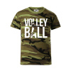 Volleyball nápis - Detské maskáčové tričko - 146 cm/10 rokov ( Zelený maskáč )
