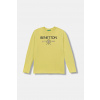 Detská bavlnená košeľa s dlhým rukávom United Colors of Benetton žltá farba, s potlačou, 3I1XC10Q3 3I1XC10Q3.G.seasonal 160
