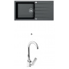 Alveus CADIT 50 SET kuchynský granit. drez so sifón. 100X50 Black + batéria TINA Chróm CADIT50G91+TINA