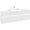 VILLEROY & BOCH Collaro závesná skrinka pod umývadlo na dosku (umývadlo v strede), 4 zásuvky, s LED osvetlením, 1600 x 500 x 548 mm, White Matt, C077B0MS