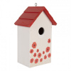 Clayre & Eef Bielo-červená drevená vtáčia búdka s vlčími makmi Birdhouse - 15*10*22 cm - Clayre & Eef