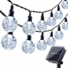 Solárne závesné svietidlo Focla biela 30 cm 1 ks. (SOLAR GARLAND 50 LED 9,5M 6500K guľové záhradné lampy so studenou farbou)