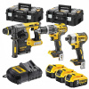 DCK368P3T DEWALT 18VOLT KOMBO SADA 3KS AKU NÁŘADÍ, KOMBI KLADIVO SDS-PLUS, PŘÍKLEPOVÁ VRTAČKA/ŠROUBOVÁK, RÁZOVÝ UTAHOVÁK 1/4