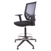 Pracovná stolička, s držiakom na nohy, s klzákmi, čierne čalúnenie, sieťové operadlo, MAYAH Sky