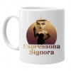 Espressona Signora - Italian Brainrot - žena s kávou - keramický hrnček s potlačou - Tričkový | Biela