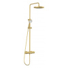 Kludi Logo - Sprchový set s termostatom, priemer 25 cm, 3 prúdy, kefované zlato 68082N0-00
