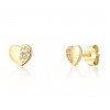 JVD Dámské stříbrné pozlacené náušnice se zirkony na puzetku srdíčka SVLE1380XF6GO00