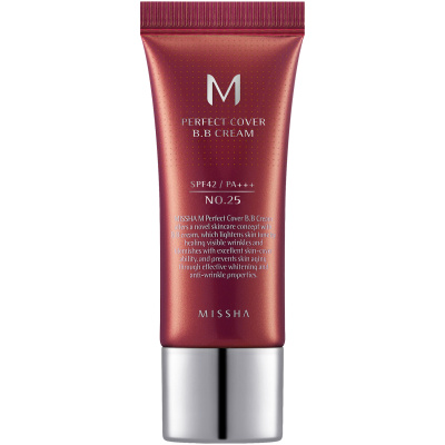 Missha M Perfect Cover BB krém s SPF42/pa+++ filter na tvár 25 warm beige, 20 ml