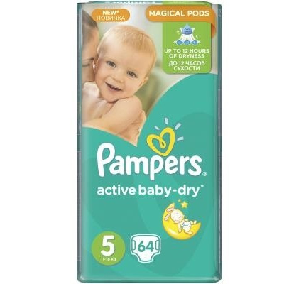 Procter & Gamble PAMPERS Active Baby Dry 5 Junior 11-18 kg 64ks