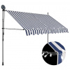 vidaXL Ručne zaťahovacia markíza s LED 250 cm, modro biela - Modrá - 146951-261282