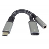 PremiumCord Redukcia USB-C /3,5mm jack s DAC chipom + USB-C na nabíjanie 13cm ku31zvuk04