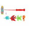 Teddies Hra ryby/rybár s prútom 26cm plast 5 farieb na karte 15,5x49x2cm