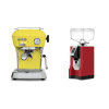 Ascaso Dream ONE, Sun Yellow + Eureka Mignon Bravo, CR ferrari red