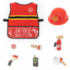 VIGA DREVENÁ SÚPRAVA MALÉHO HASIČA VESTA HASIACI PRÍSTROJ MEGAFÓN 8 PRÍSLUŠENSTVA.