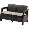 KETER CORFU LOVE SEAT - hnedá - kartón - 45 cm - 38 cm - 49 centimetrov - Sedemdesiat centimetrov - 2 × 110 kg - hnedé + šedohnedé vankúše - 12 kg - 128 cm - Sedemdesiatdeväť centimetrov - lisovaný pl