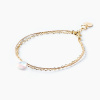 Wanderlust Life Náramek Gold & Silk s měsíčním kamenem - červen (16,5/17,8 cm)