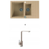 Alveus CADIT 70 SET kuchynský granit. dvojdrez so sifón. 79X50 + batéria AFRA Beige CADIT70G55+AFRA55