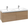 VILLEROY & BOCH Subway 3.0 závesná skrinka pod dvojumývadlo, 2 zásuvky, s LED osvetlením, 1272 x 478 x 429 mm, Nordic Oak, C567L0VJ